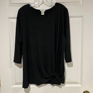 matty m  XL lightweight sweater, black, twisted bottom, 3/4 sleeve, WORN ONCE